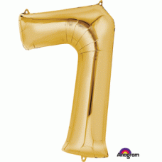 7 Gold Number Foil Balloon 35"