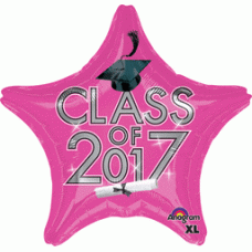 CLASS OF 2017 PINK foil balloon 18"
