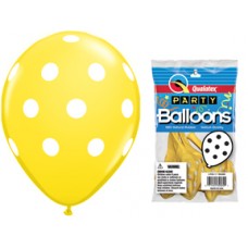 Big Polka Dots Yellow Latex Balloon 11"