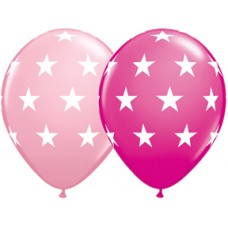 Big Stars Pink Latex Balloon 11"