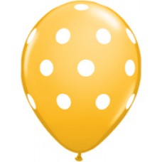 Big Polka Dots Yellow Goldenrod Latex Balloon 11"