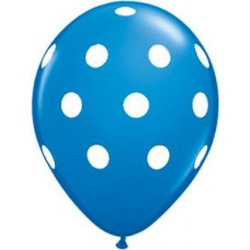 Big Polka Dots Sapphire Blue Latex Balloon 16"