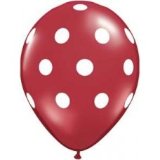 Big Polka Dots Ruby Red Latex Balloon 11"