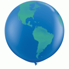 Blue Earth Globe Latex  Balloon 36"