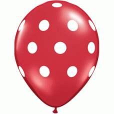 Big Polka Red Latex Balloon 11"