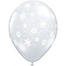 Snowflakes Clear Latex Balloon Qualatex 11 in.