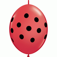 Big Polka Dots Red & Black Quick link Latex Balloon 6"