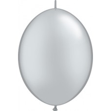 Silver Metallic Quick Link Latex Balloon 12"